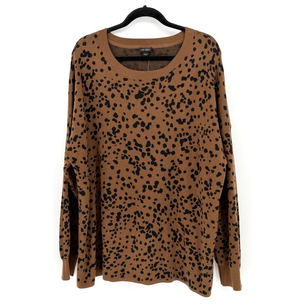 J.Jill Wearever Collection Leopard Print Sweater Brown Animal Print Size 2XL NWT